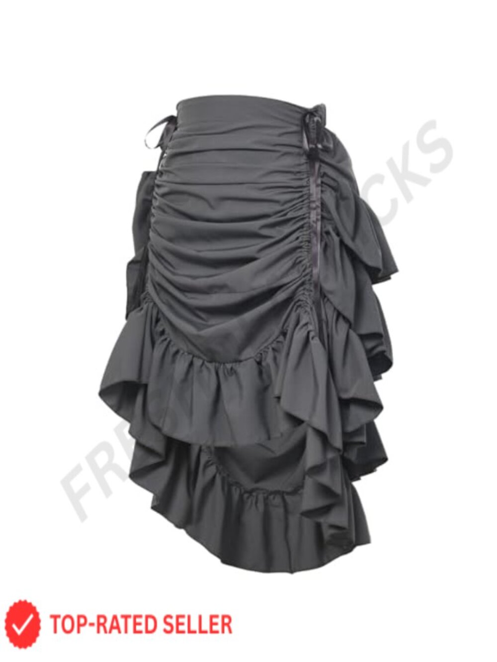 Women's Victorian Steampunk Pirate Burlesque Skirt - Ruffled High Low Elastic